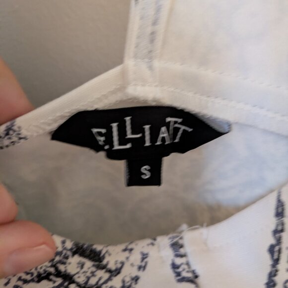 Elliatt Portion Blue Ivory Criss Cross Midi Dress - Picture 4 of 4